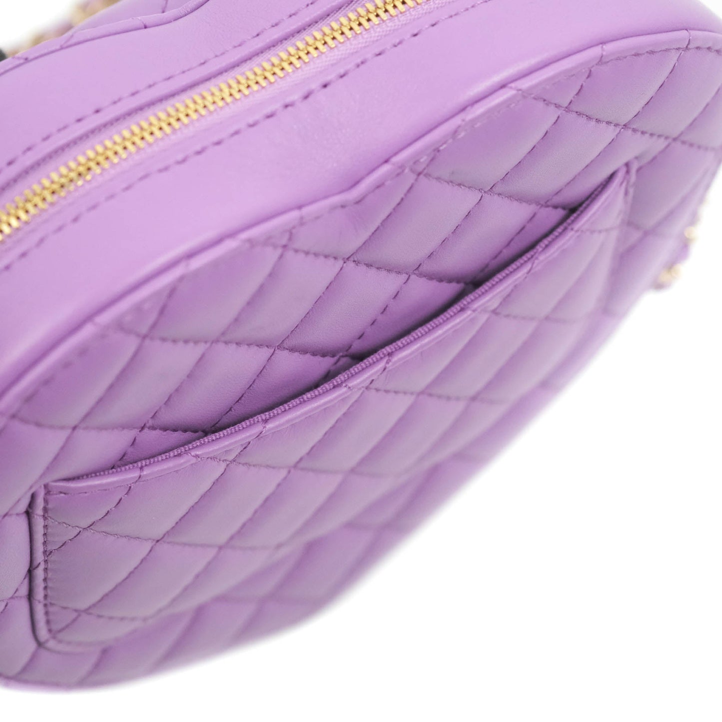 Chanel Large Heart Bag Purple Lambskin Gold Hardware 22S