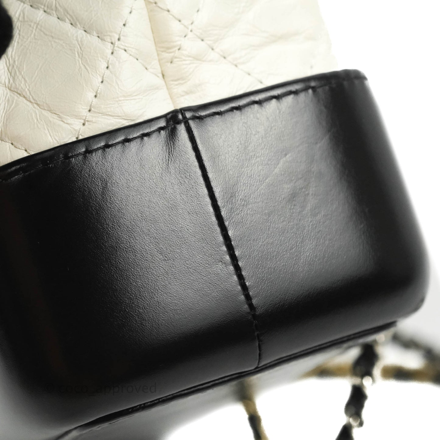 Chanel Small Gabrielle Backpack White Black Aged Calfskin