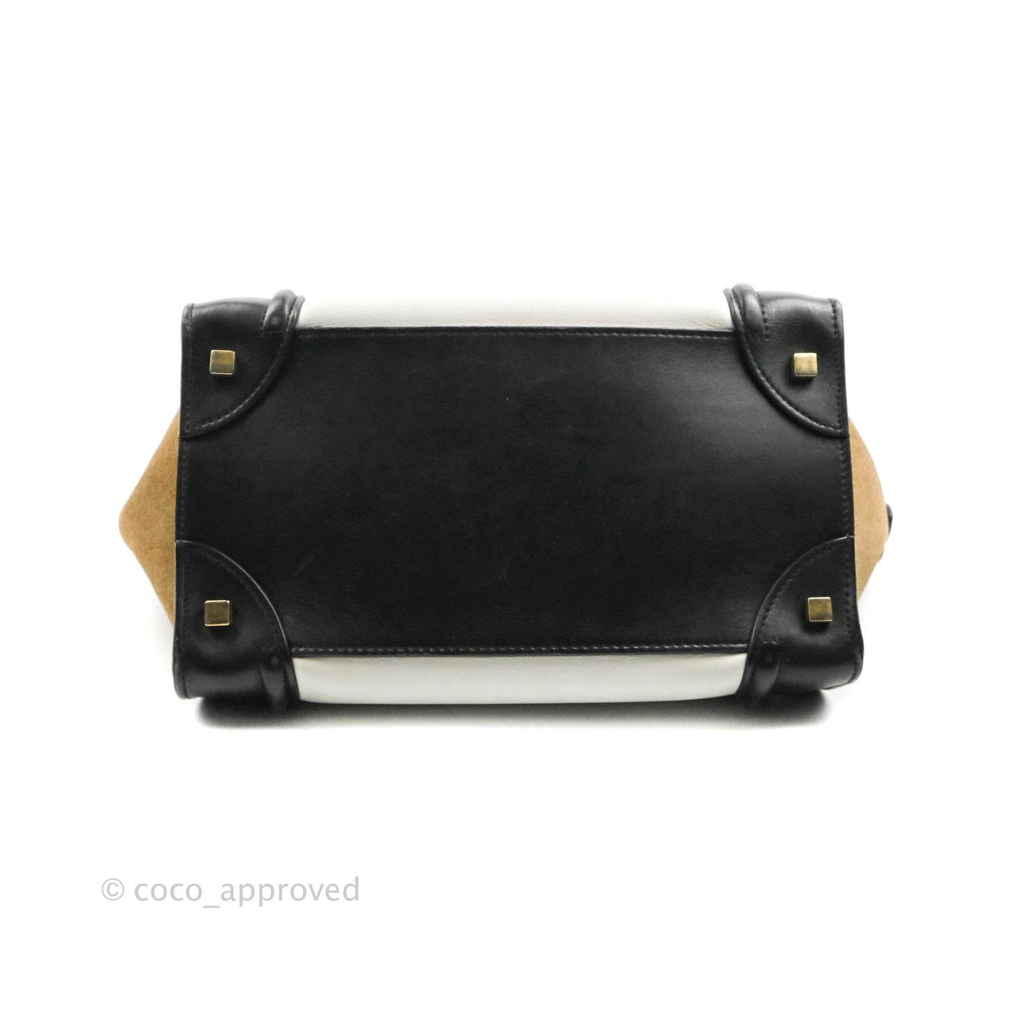Celine Mini Luggage Bag Black/White/Brown Calfskin