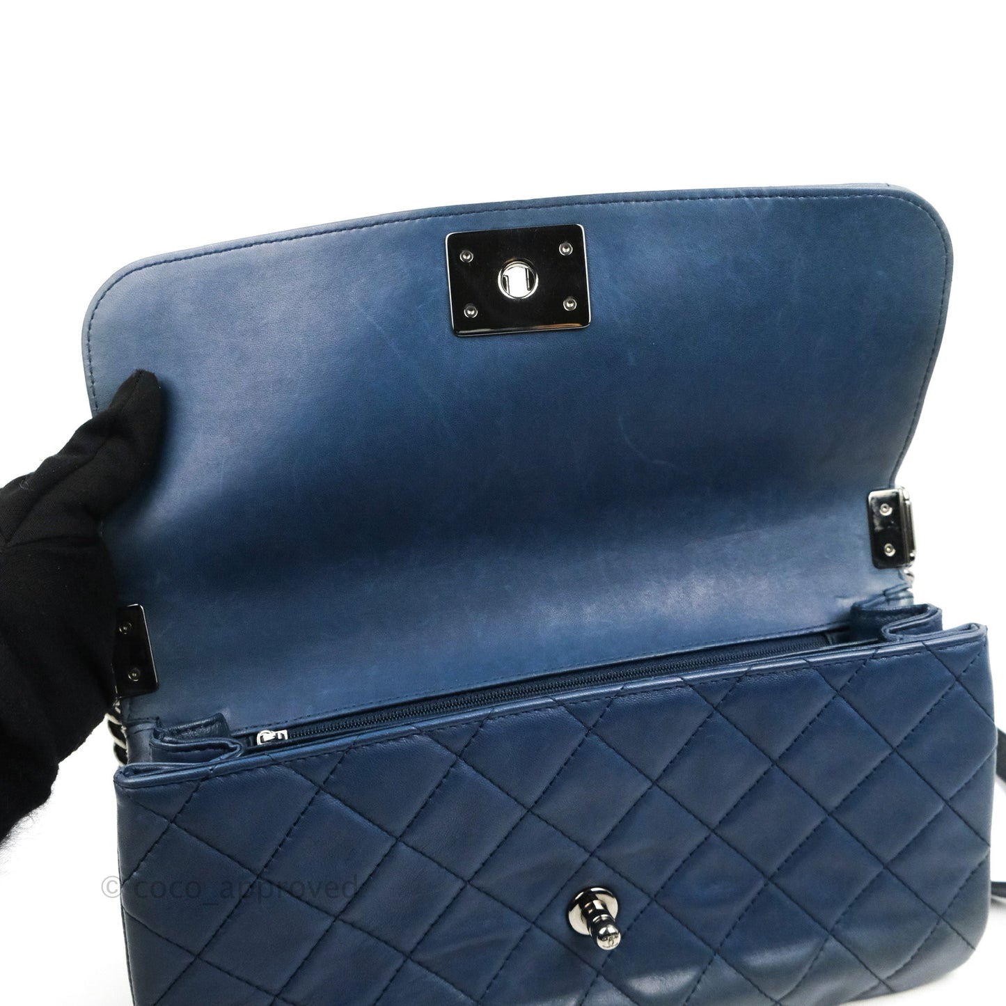 Chanel Boy Clutch With Chain Lambskin Dark Silver Hardware