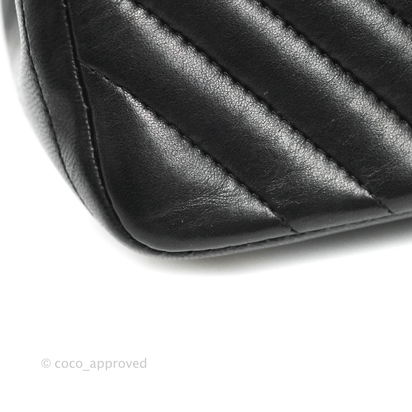 Chanel Mini Square Black Chevron Lambskin Gold Hardware