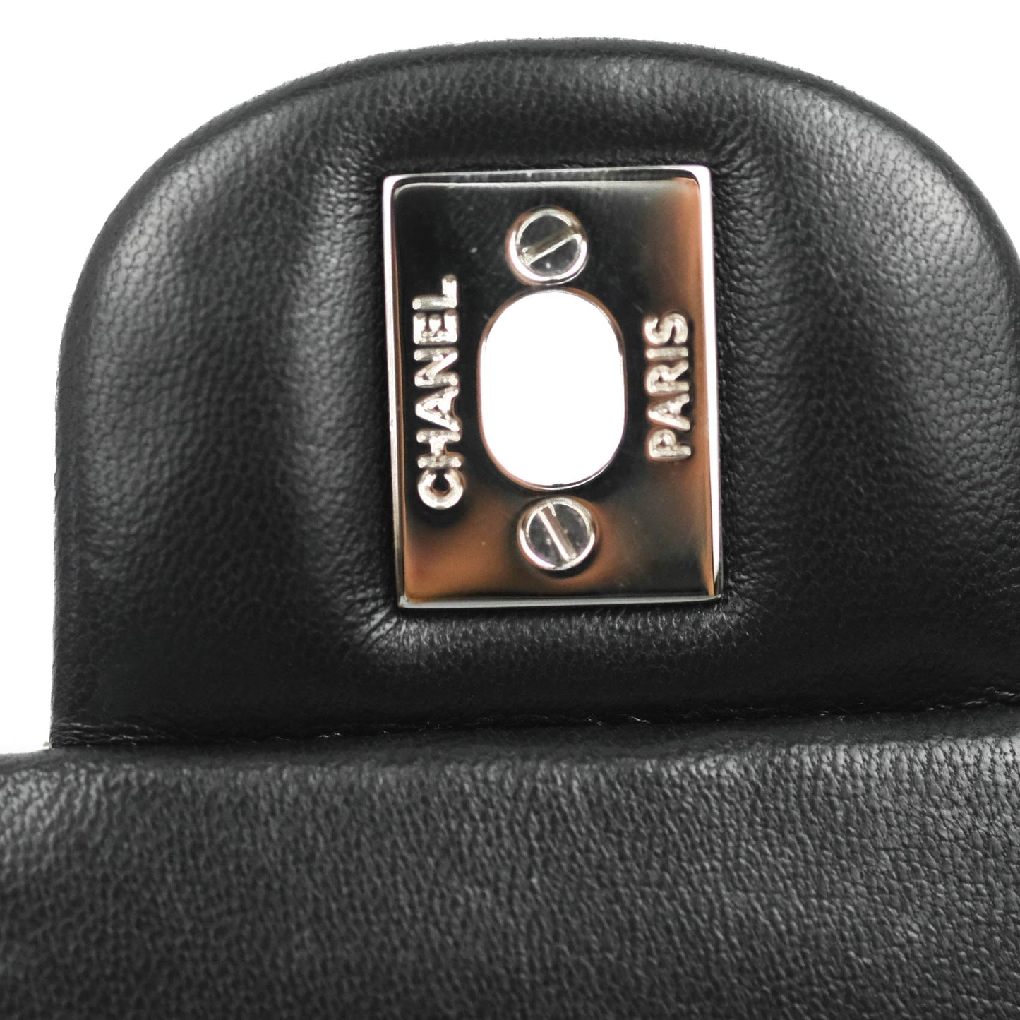 Chanel Quilted Mini Rectangular Flap Black Lambskin Silver Hardware