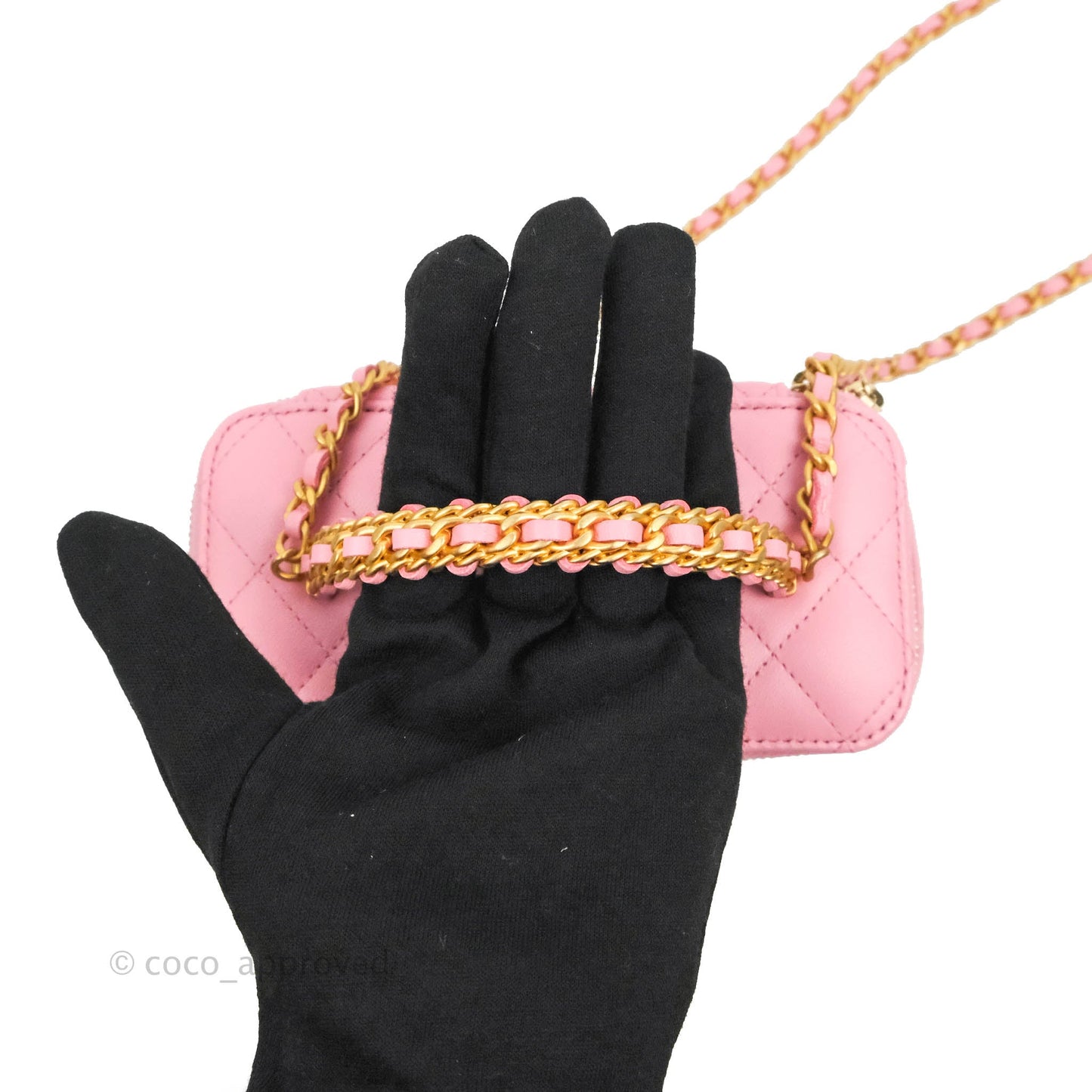 Chanel Vanity Rectangular with Top Handle Pick Me Up Pink Lambskin Aged Gold Hardware 22S