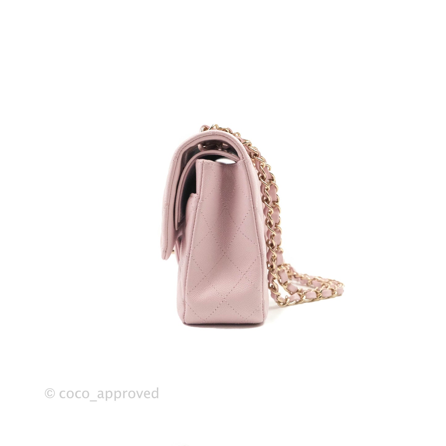 Chanel M/L Medium Double Flap Bag Lilac Rose Clair Caviar Gold Hardware 21S