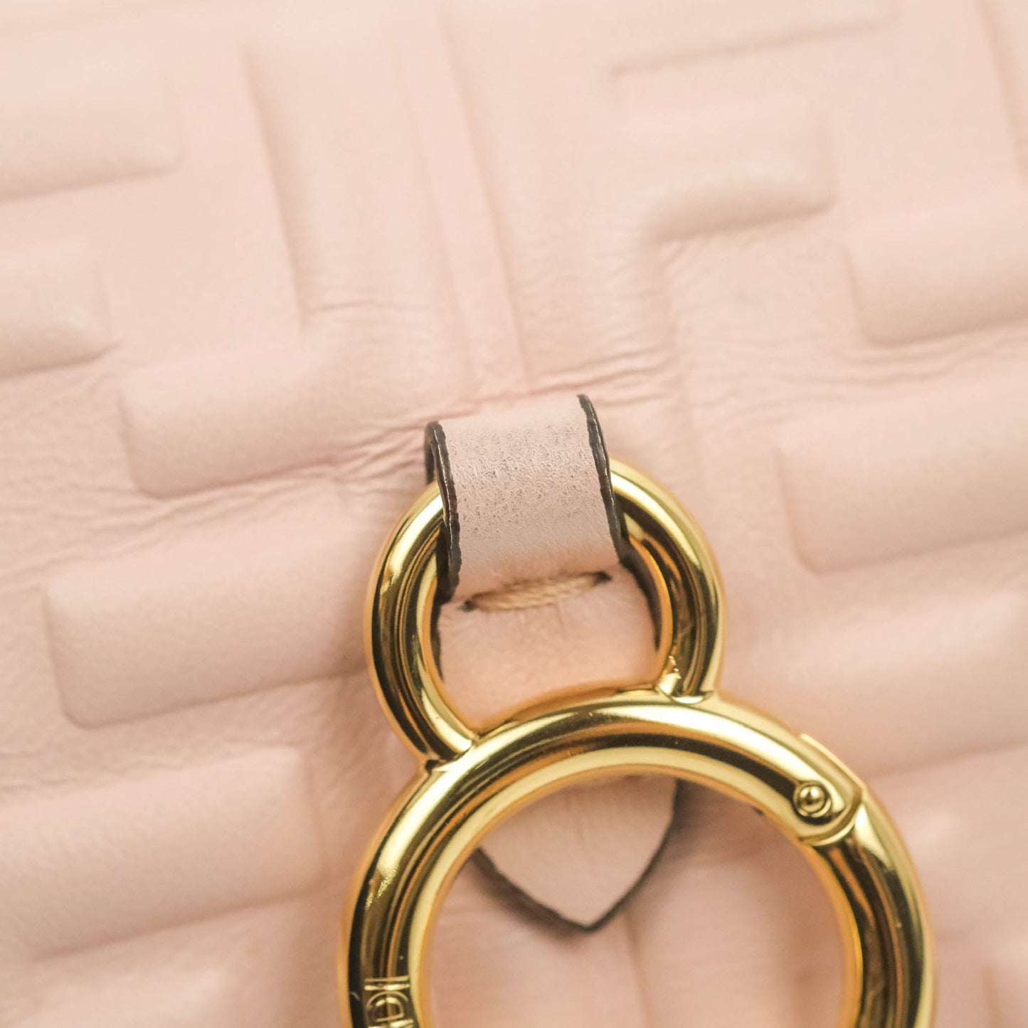 Fendi Nappa FF Embossed Nano Baguette Charm Beige Pink
