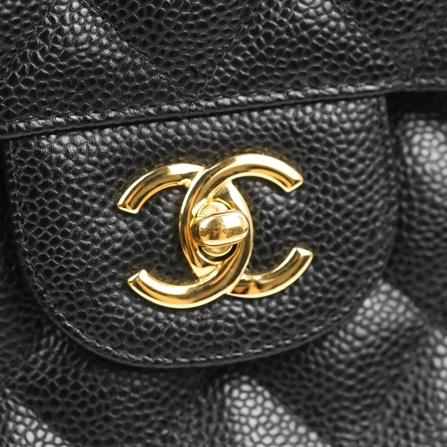 Chanel Quilted Jumbo Double Flap Black Caviar Gold Hardware⁣⁣