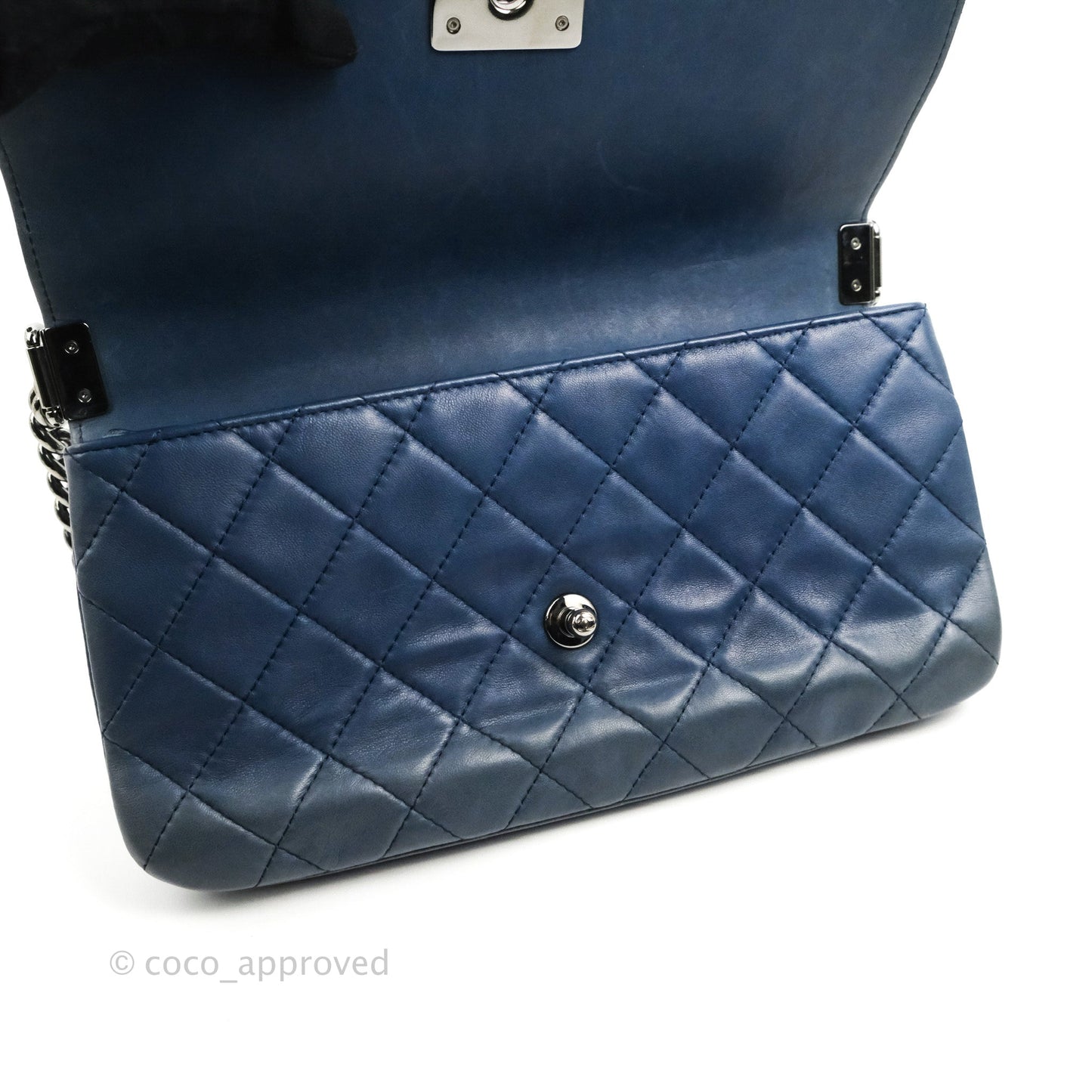 Chanel Boy Clutch With Chain Lambskin Dark Silver Hardware