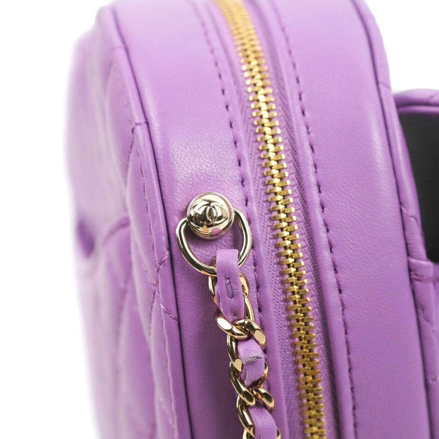 Chanel Large Heart Bag Purple Lambskin Gold Hardware 22S