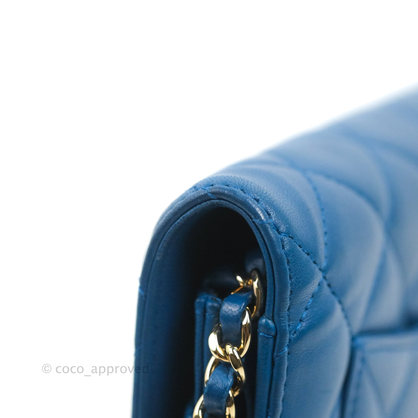 Chanel Quilted Classic Wallet on Chain WOC Blue Lambskin Gold Hardware