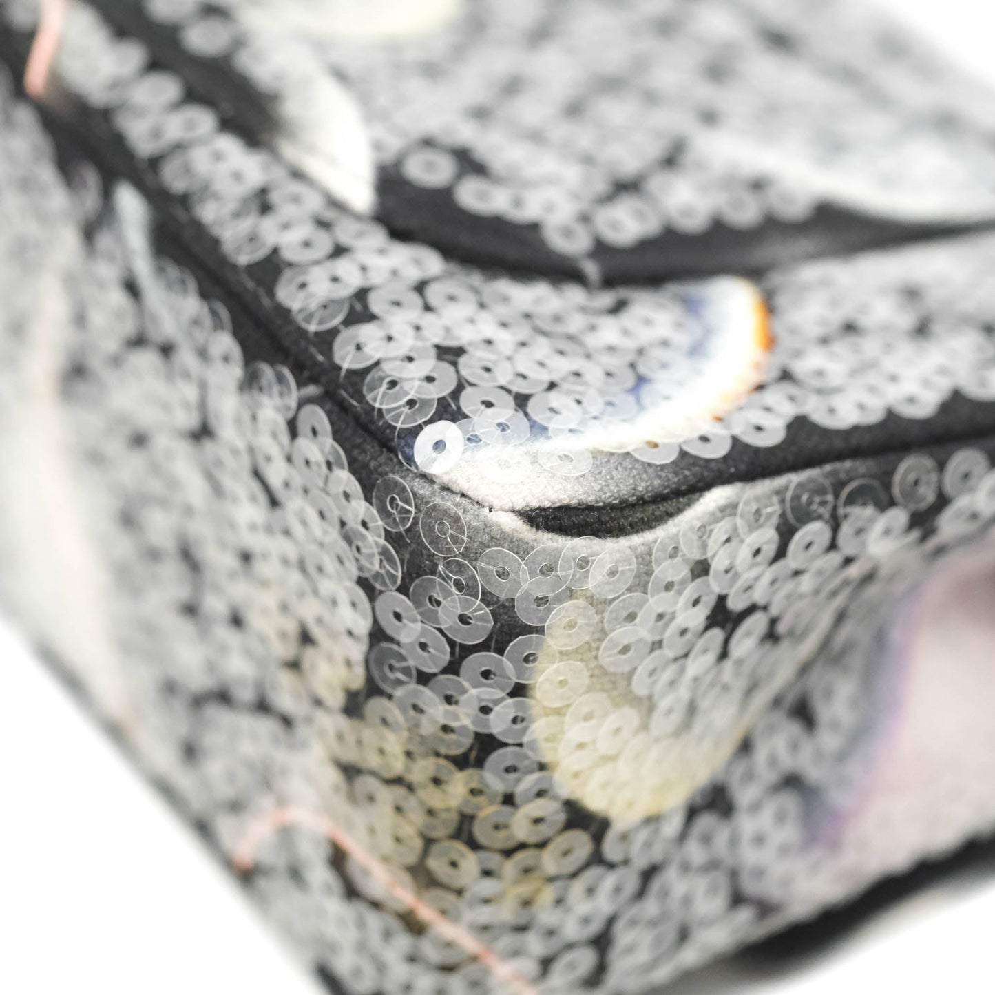 Chanel Mini Rectangular Flap Sequin Printed Canvas Silver Hardware 17K