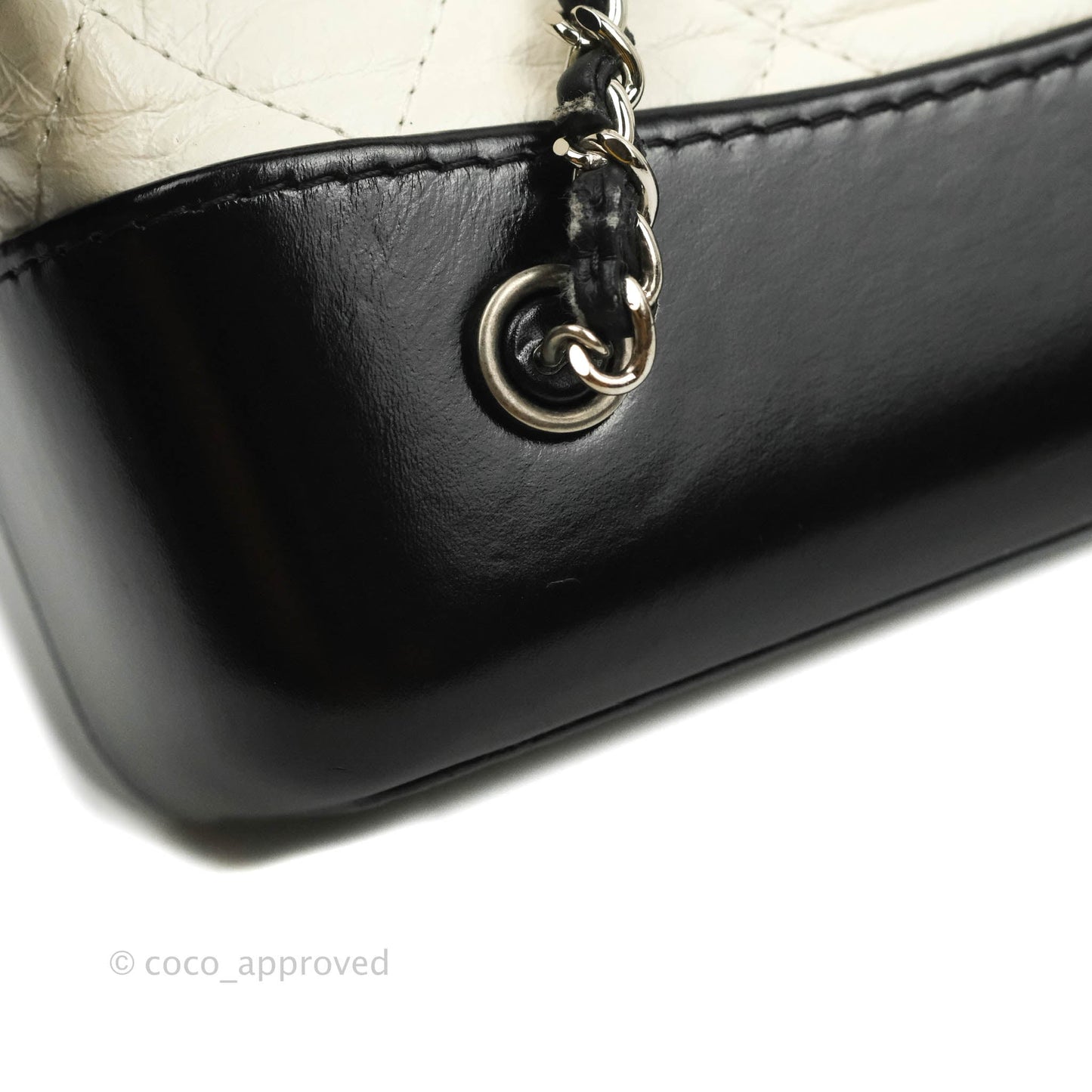 Chanel Small Gabrielle Backpack White Black Aged Calfskin