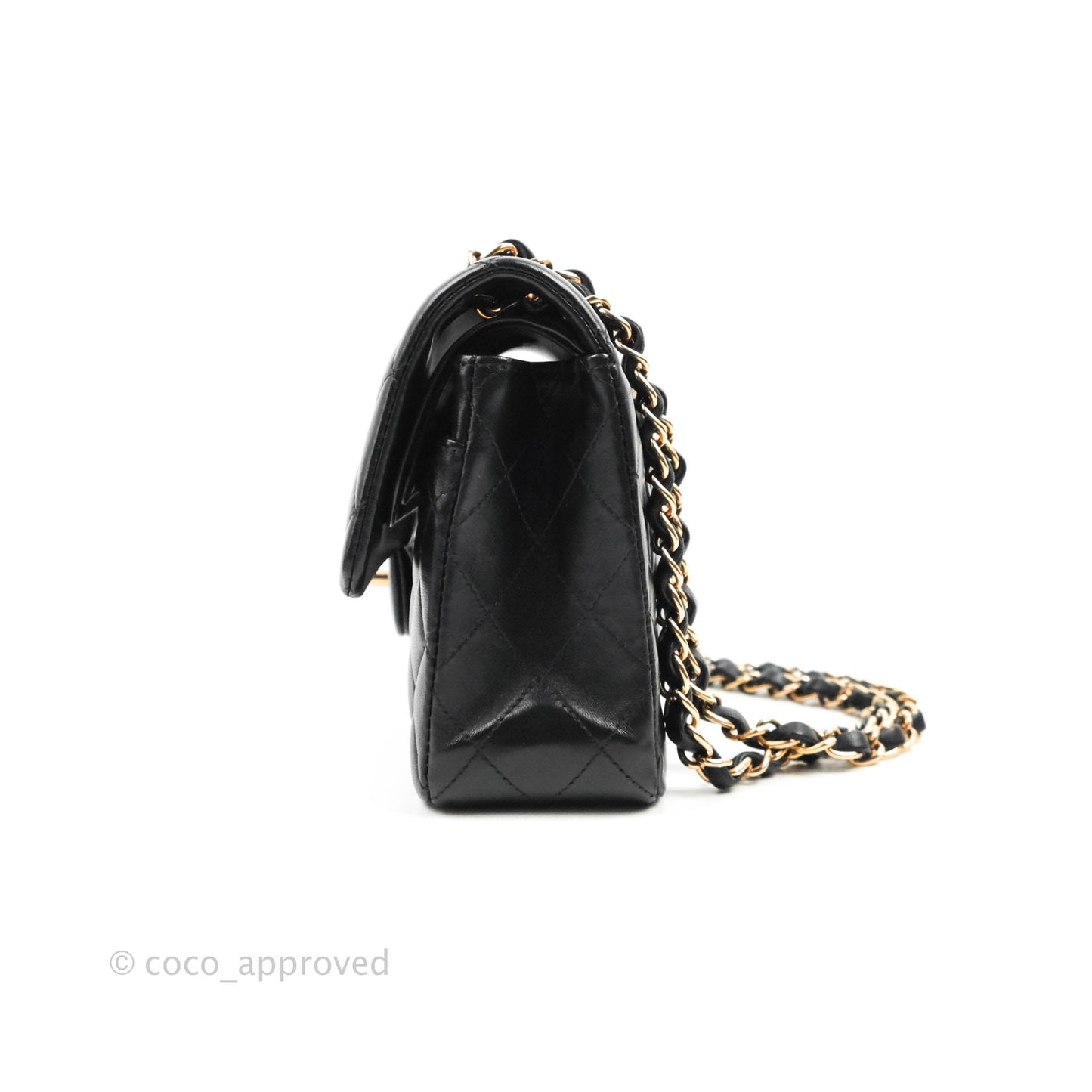 Chanel Small Classic Quilted Flap Black Lambskin Rose Gold Hardware