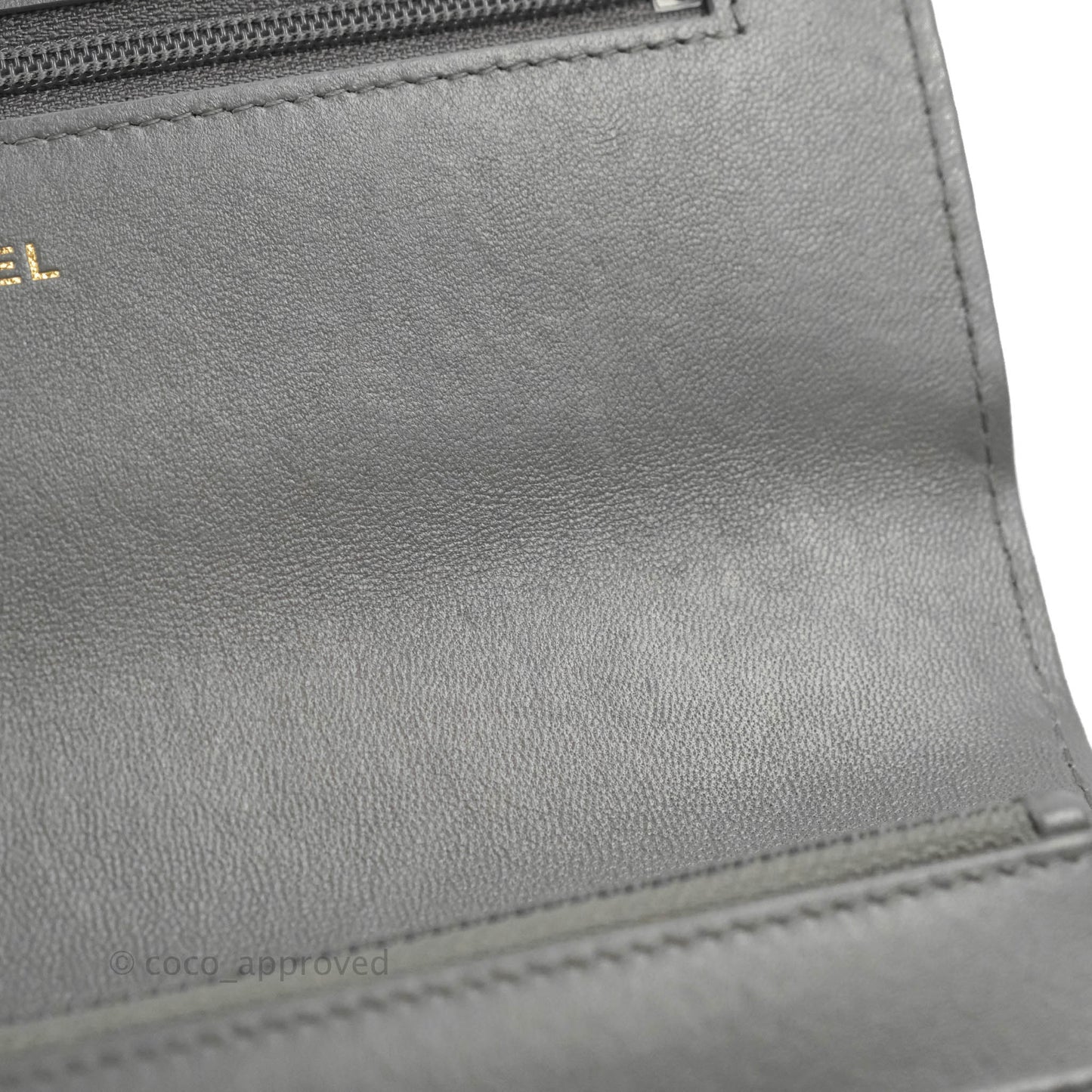 Chanel 19 Wallet on Chain WOC Dark Grey Lambskin Mixed Hardware