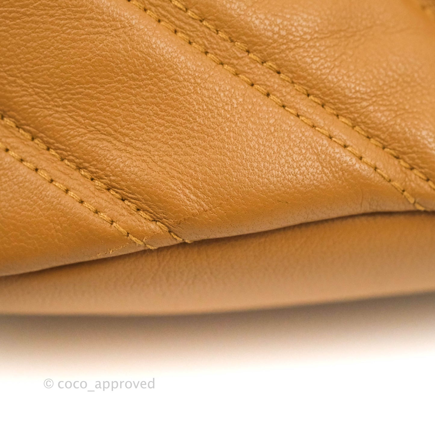 Chanel Chevron Bucket Drawstring Bag Caramel Gold Hardware
