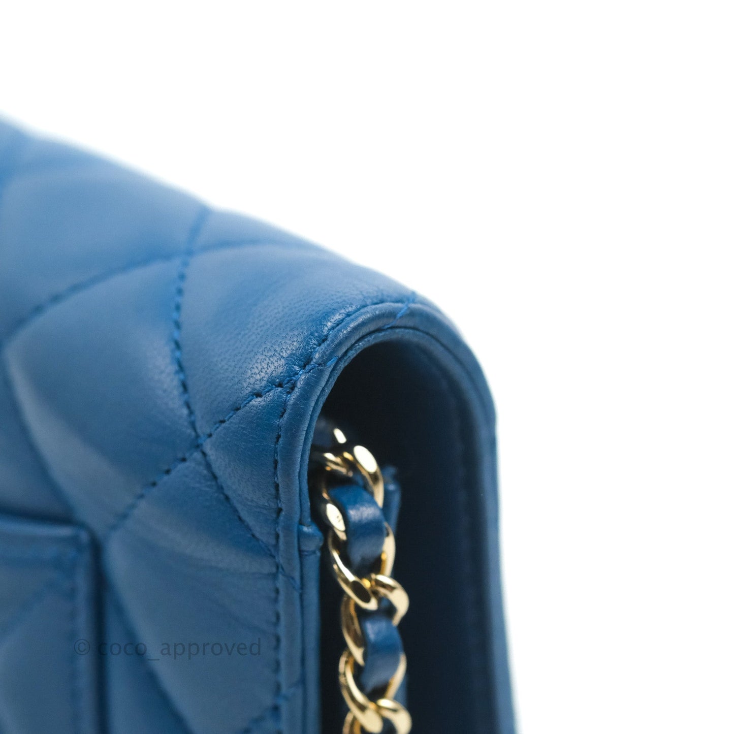 Chanel Quilted Classic Wallet on Chain WOC Blue Lambskin Gold Hardware