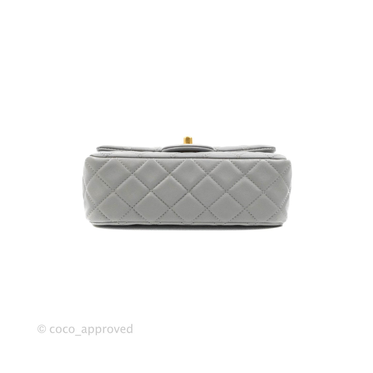 Chanel Mini Rectangular Pearl Crush Quilted Grey Lambskin Aged Gold Hardware