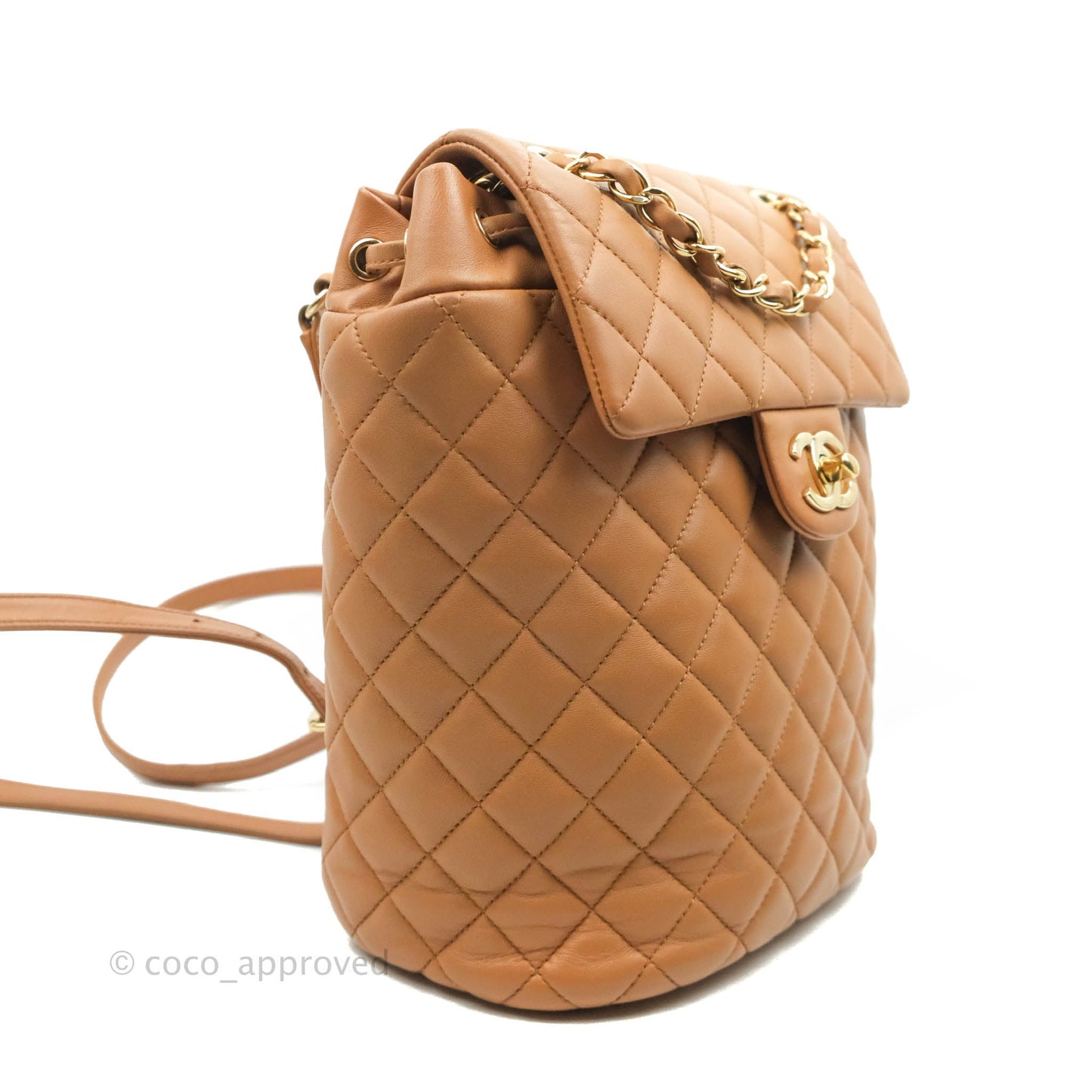 Chanel Quilted Small Urban Spirit Backpack Caramel Dark Beige Calfskin Gold Hardware