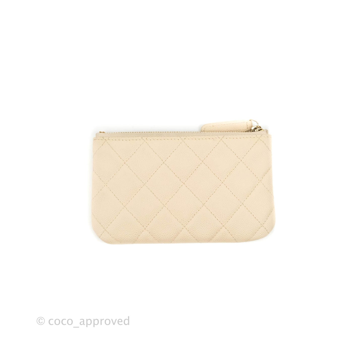 Chanel Quilted Mini O Case Light Beige Caviar Gold Hardware