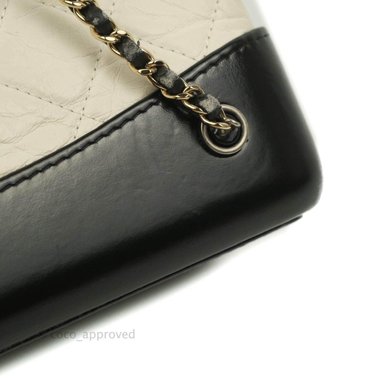 Chanel Small Gabrielle Backpack White Black Aged Calfskin