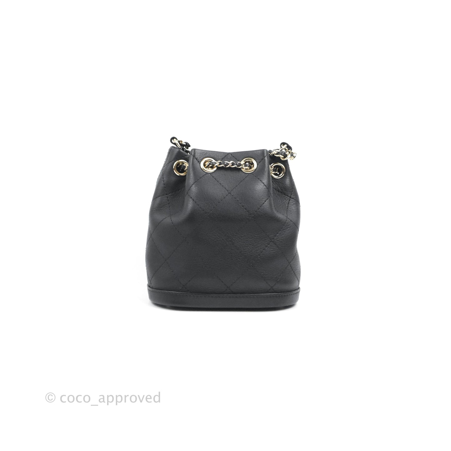 Chanel Mini CC Drawstring Bucket Bag Black Calfskin Gold Hardware