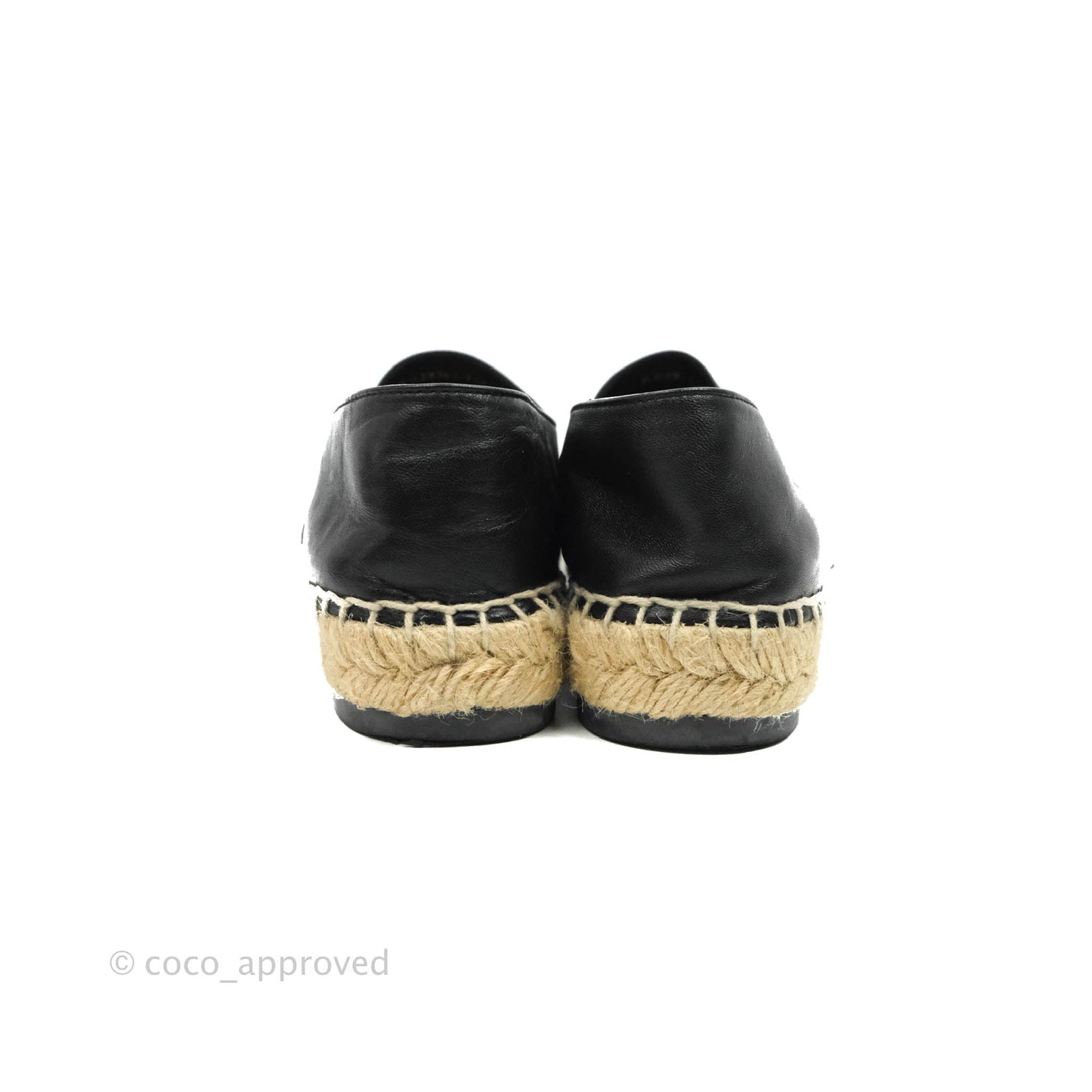 Chanel Espadrille Black Beige Leather Size 36C