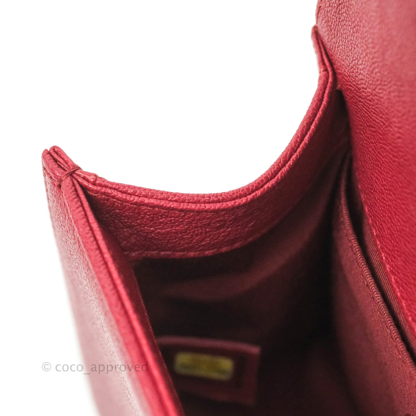 Chanel Small Chevron Boy Red Caviar Aged Gold Hardware