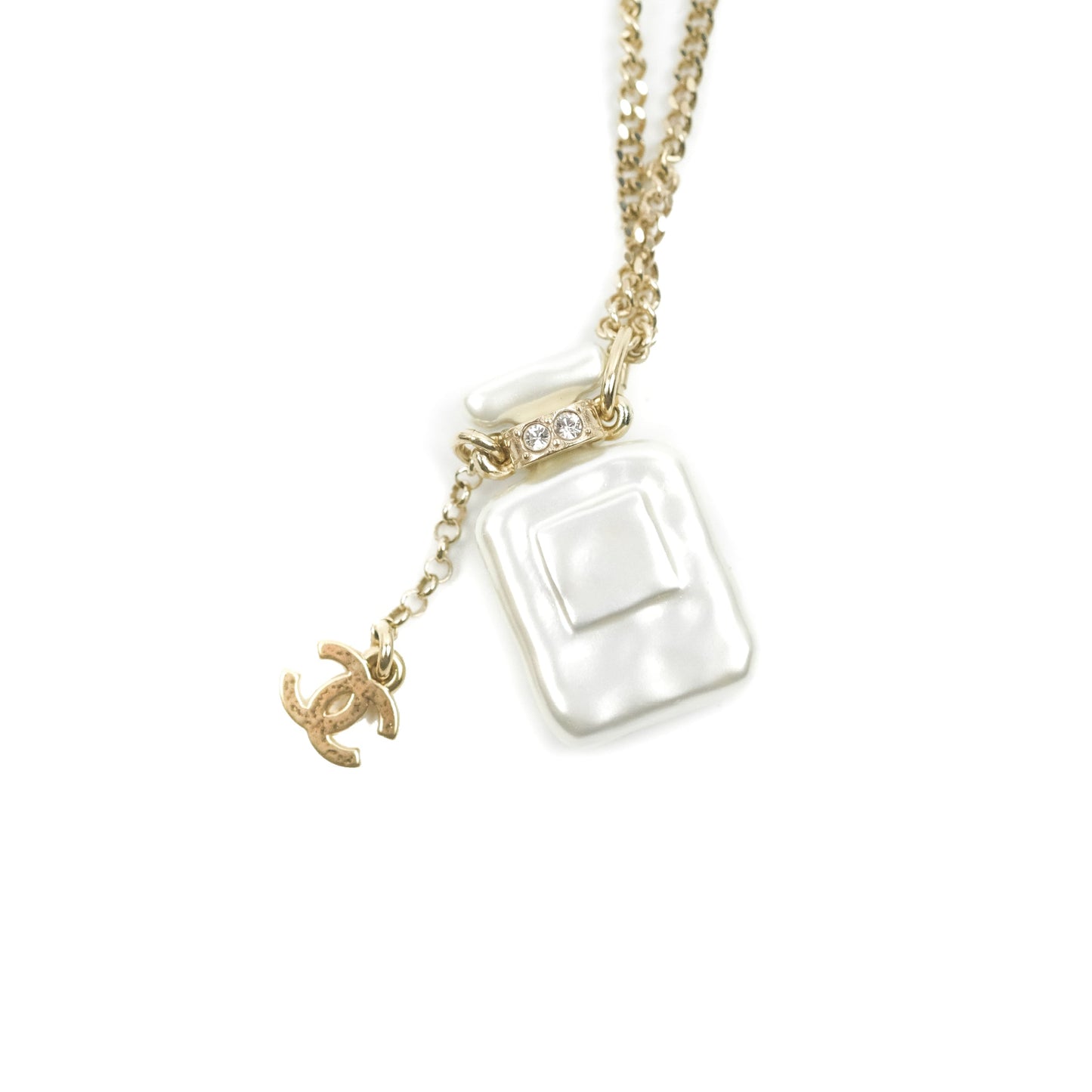 Chanel No5 Perfume Pendant Necklace Gold Tone 22S