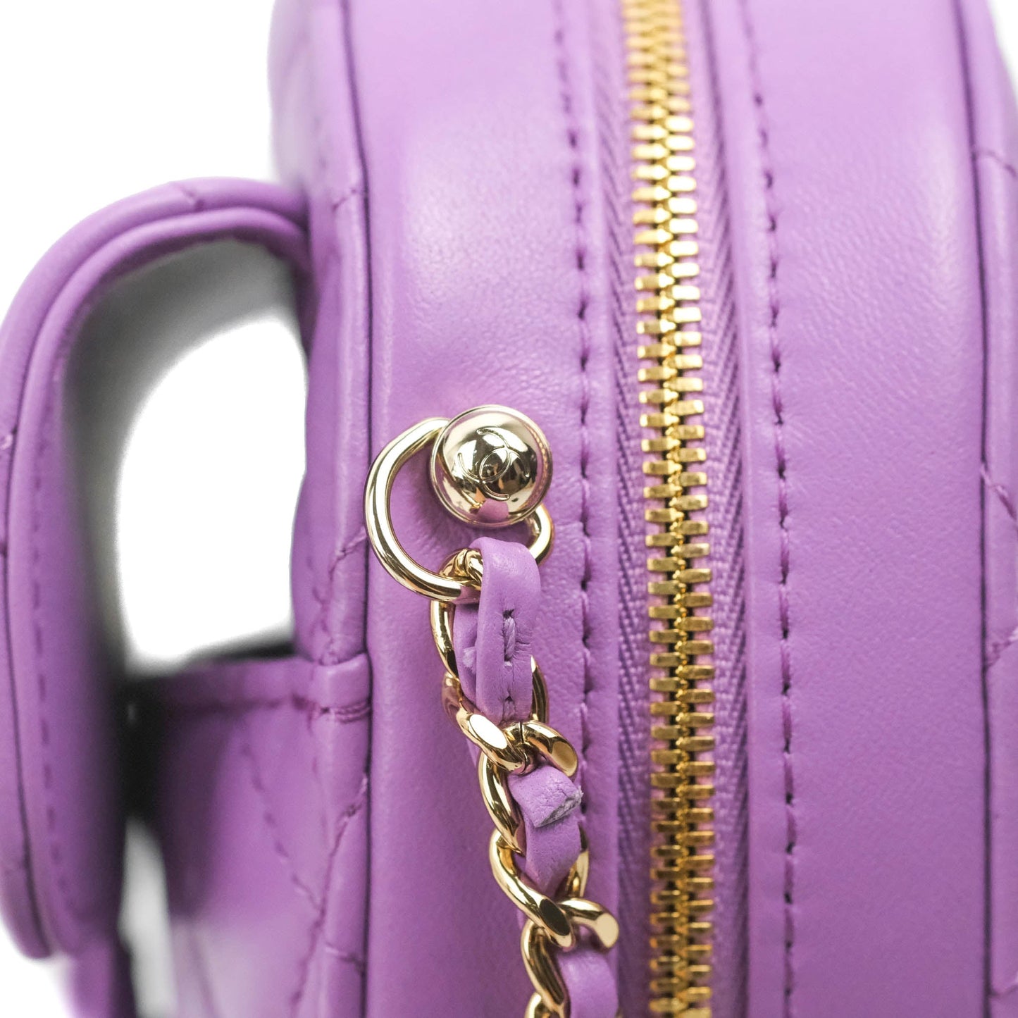 Chanel Large Heart Bag Purple Lambskin Gold Hardware 22S