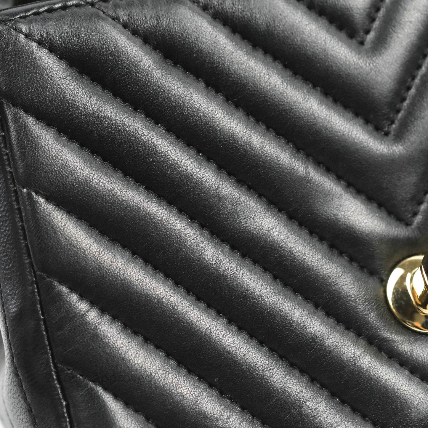 Chanel Mini Square Black Chevron Lambskin Gold Hardware