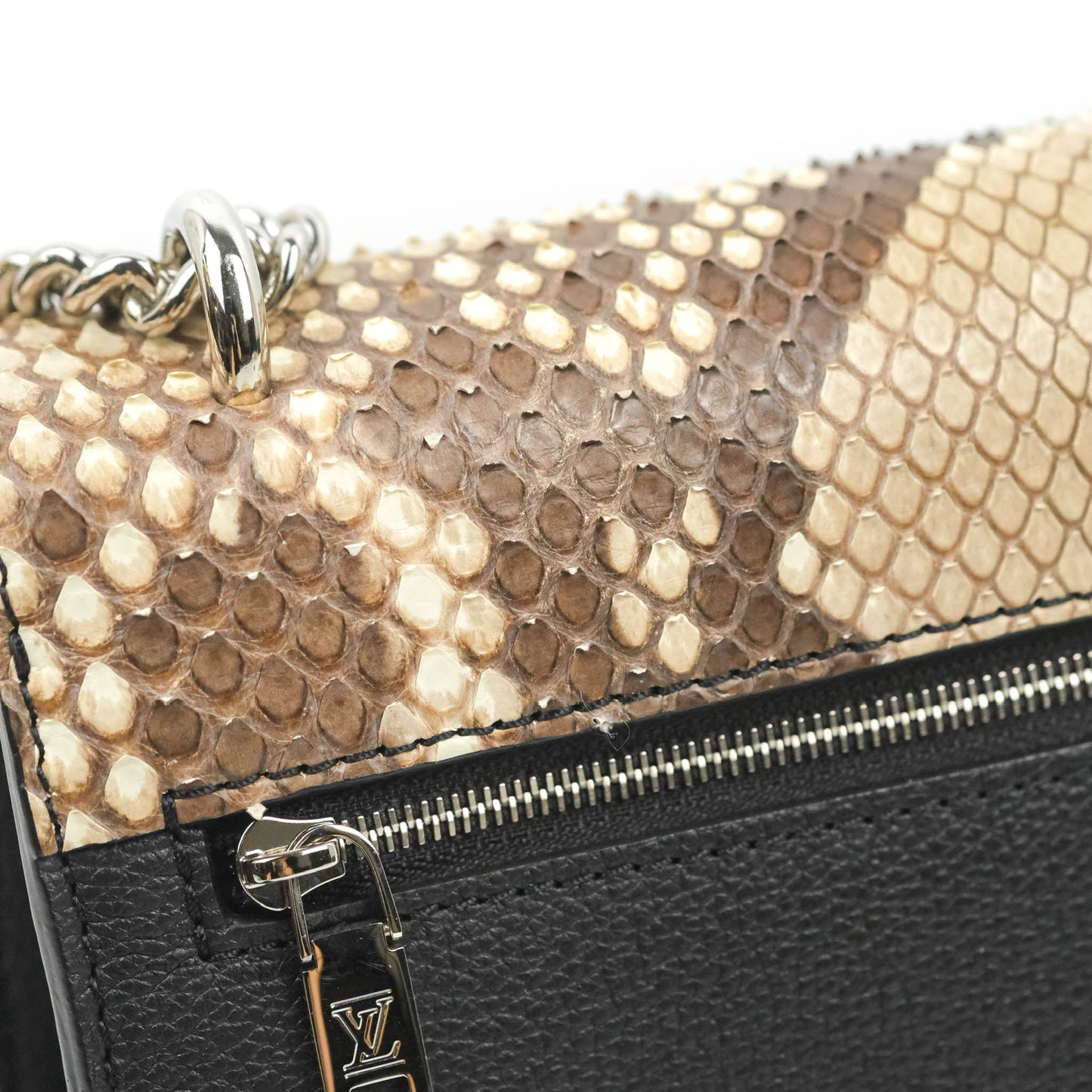 Louis Vuitton  My Lockme Chain Bag BB Black Brown Python Calfskin
