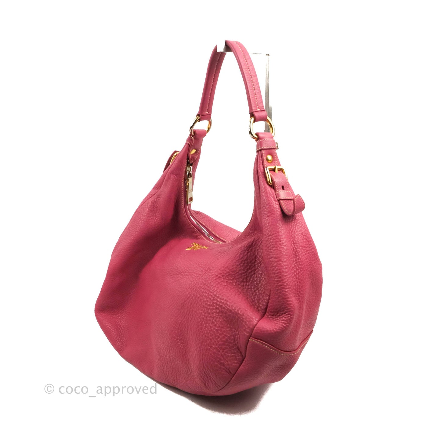 Prada Vitello Daino Hobo Bag Dark Pink