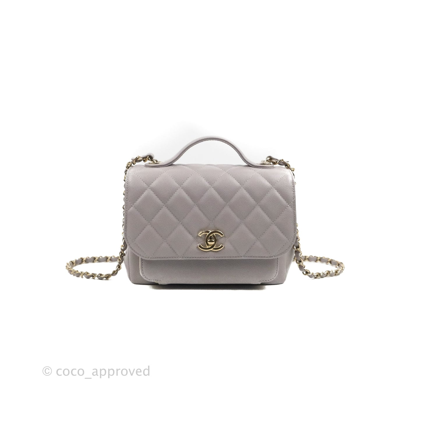 Chanel Quilted Medium Business Affinity Flap Grey Caviar Gold Hardware