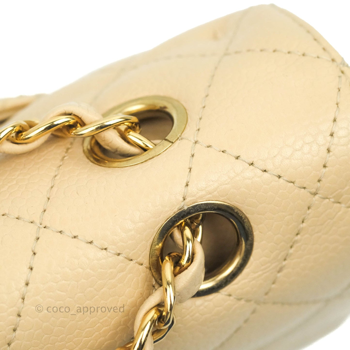 Chanel Classic Medium Flap Quilted Beige Caviar Gold Hardware