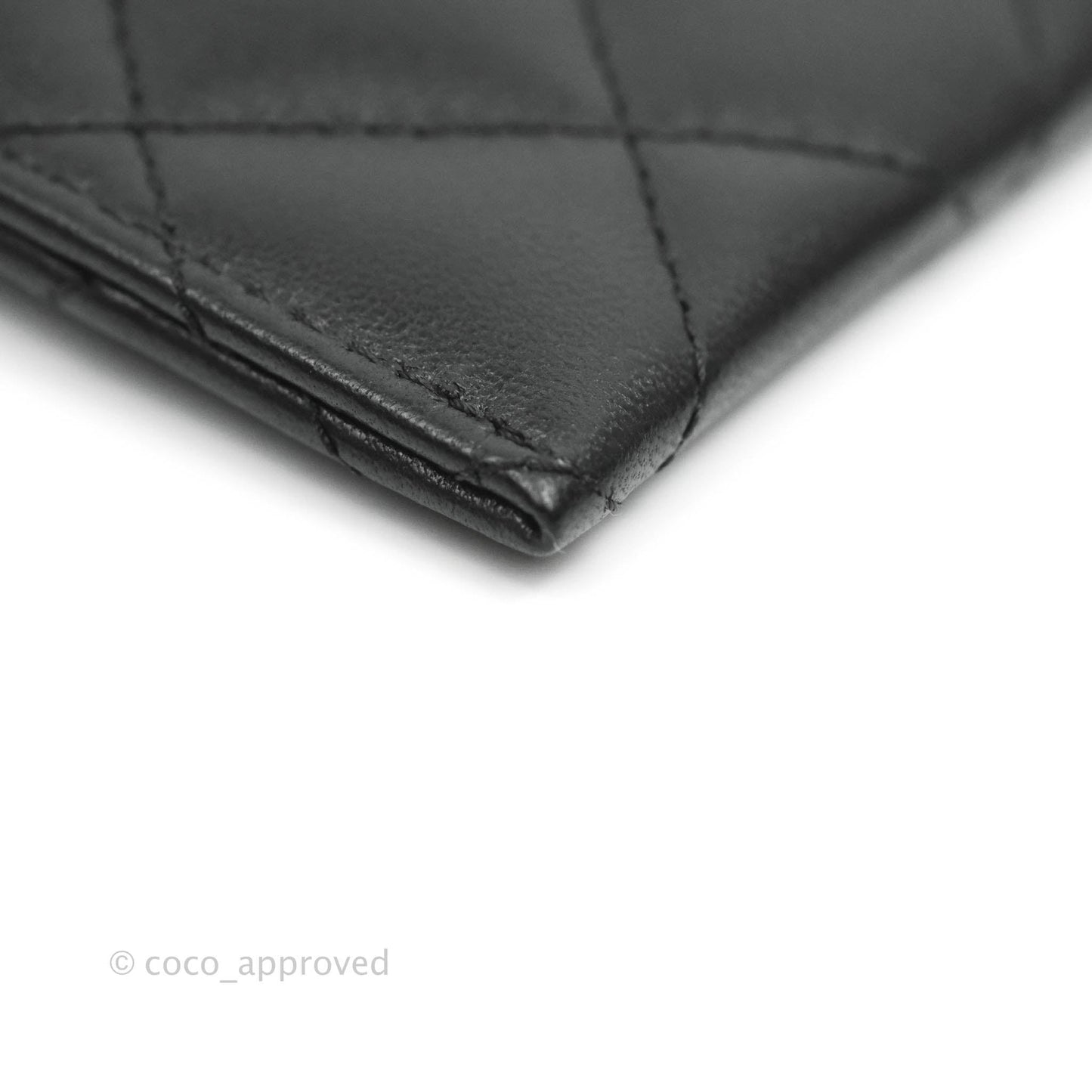 Chanel Glitter CC Card Holder Black Lambskin Silver Hardware