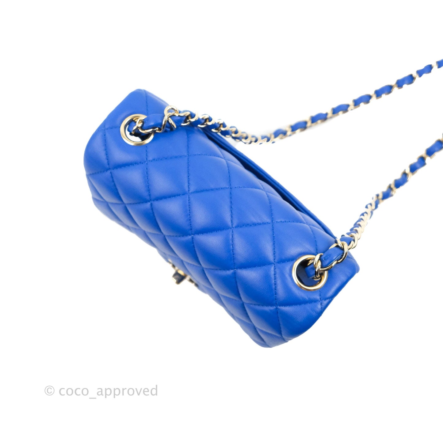 Chanel Mini Square Blue Lambskin Gold Hardware