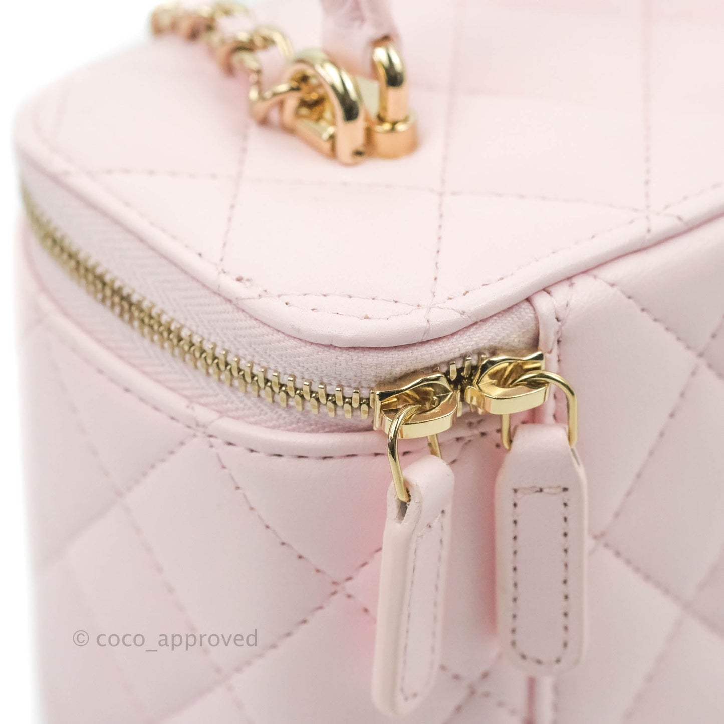 Chanel Top Handle Vanity with Chain Light Pink Lambskin Gold Hardware