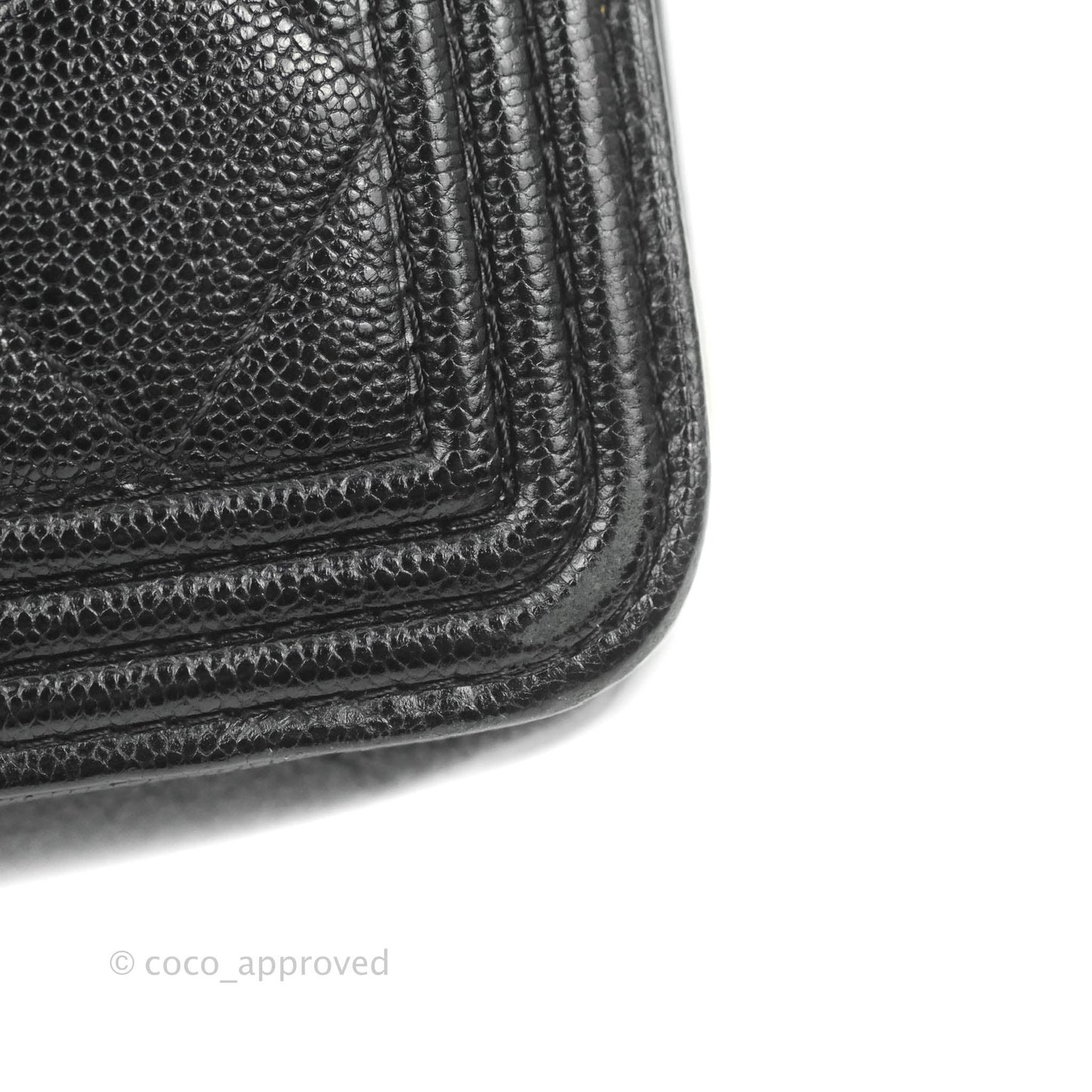 Chanel Quilted Boy Wallet on Chain WOC Black Caviar Aged Gold Hardware