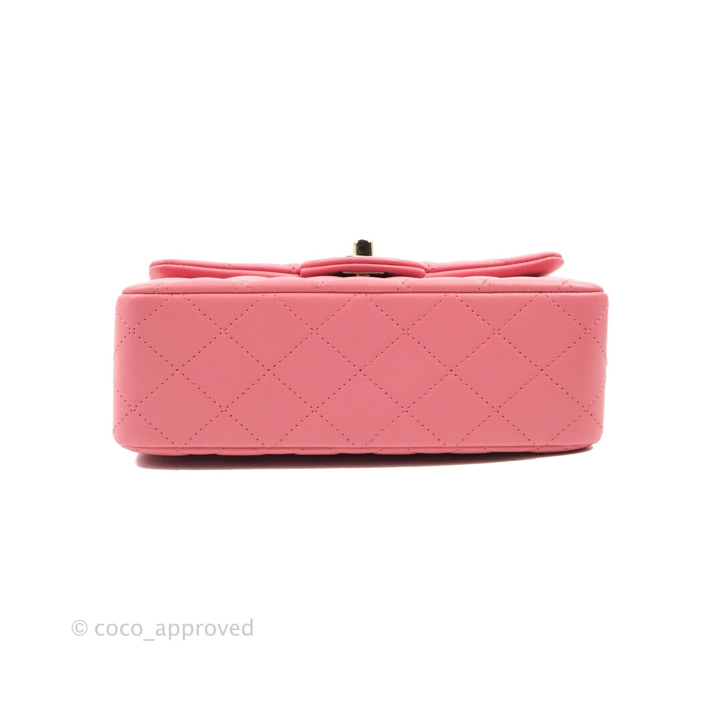 Chanel Top Handle Mini Rectangular Flap Bag Rosy Pink Lambskin Gold Hardware
