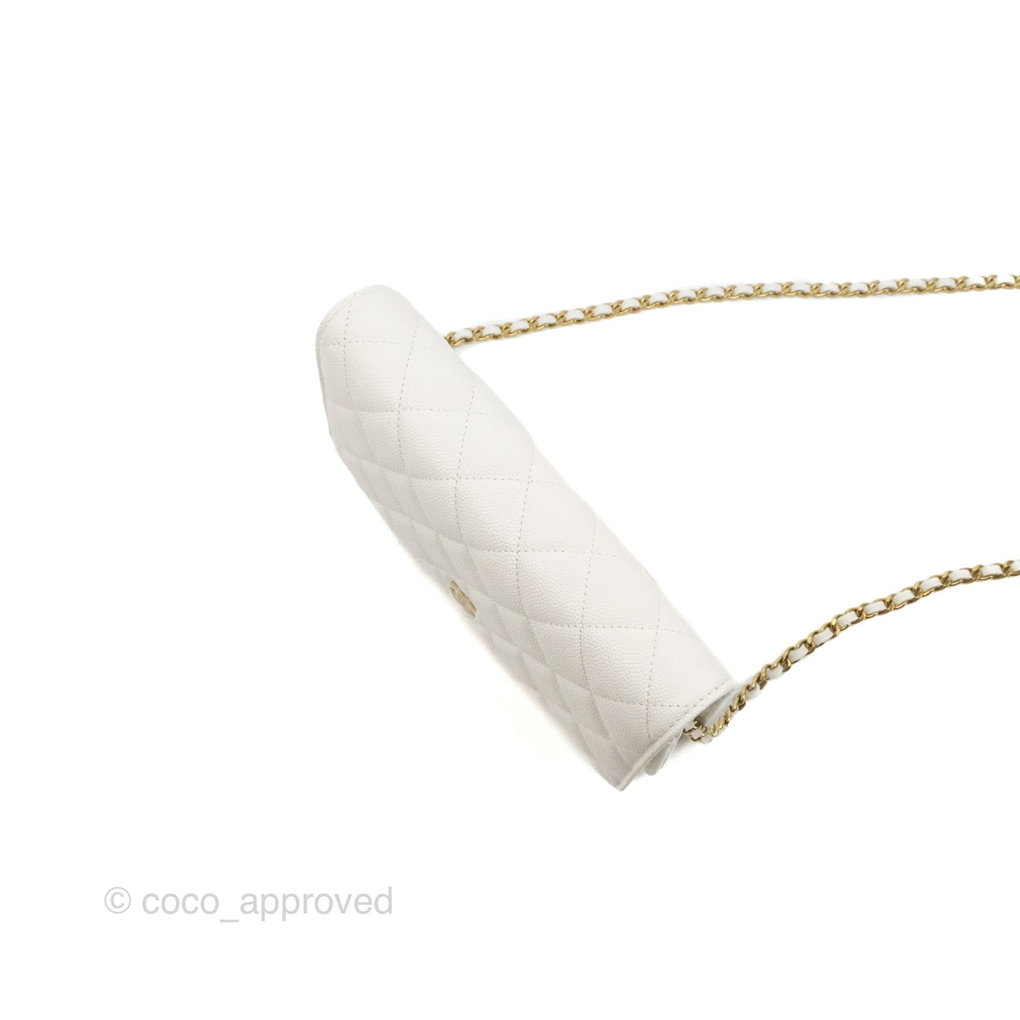 Chanel Quilted Classic Wallet on Chain WOC White Caviar Gold Hardware
