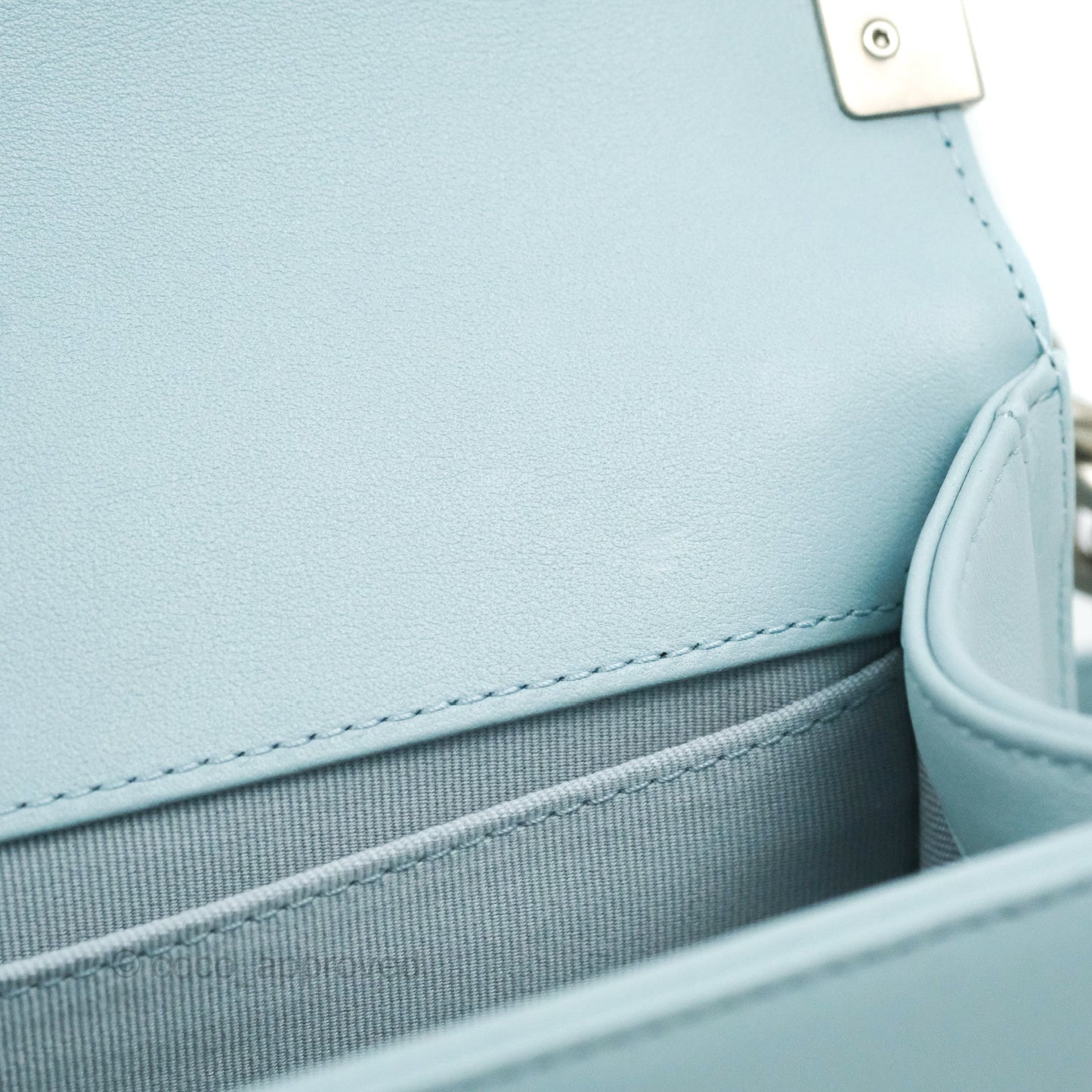 Chanel Quilted Medium Boy Blue Calfskin Matte Silver Hardware