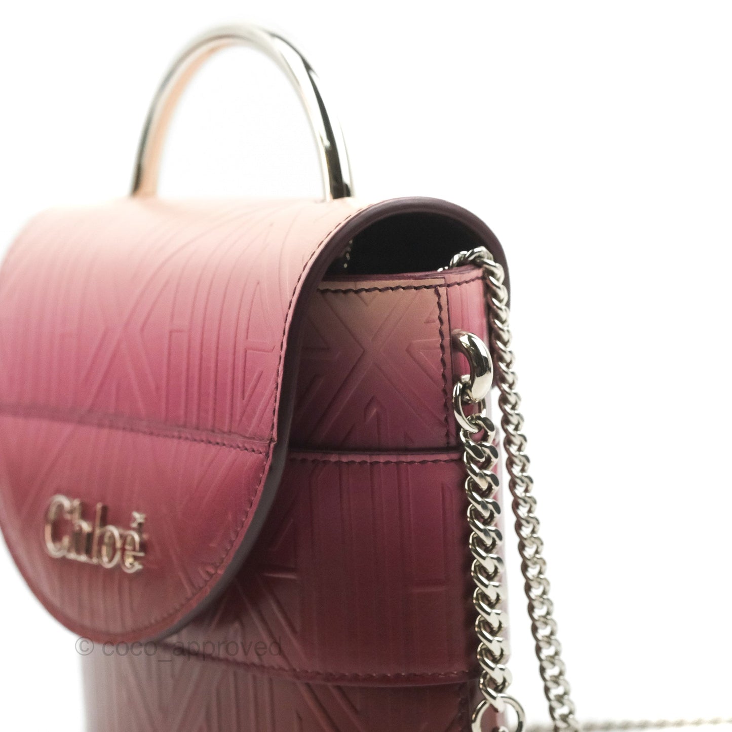 Chloé Small Aby Lock Chain Bag Brown/Purple Embossed Calfskin