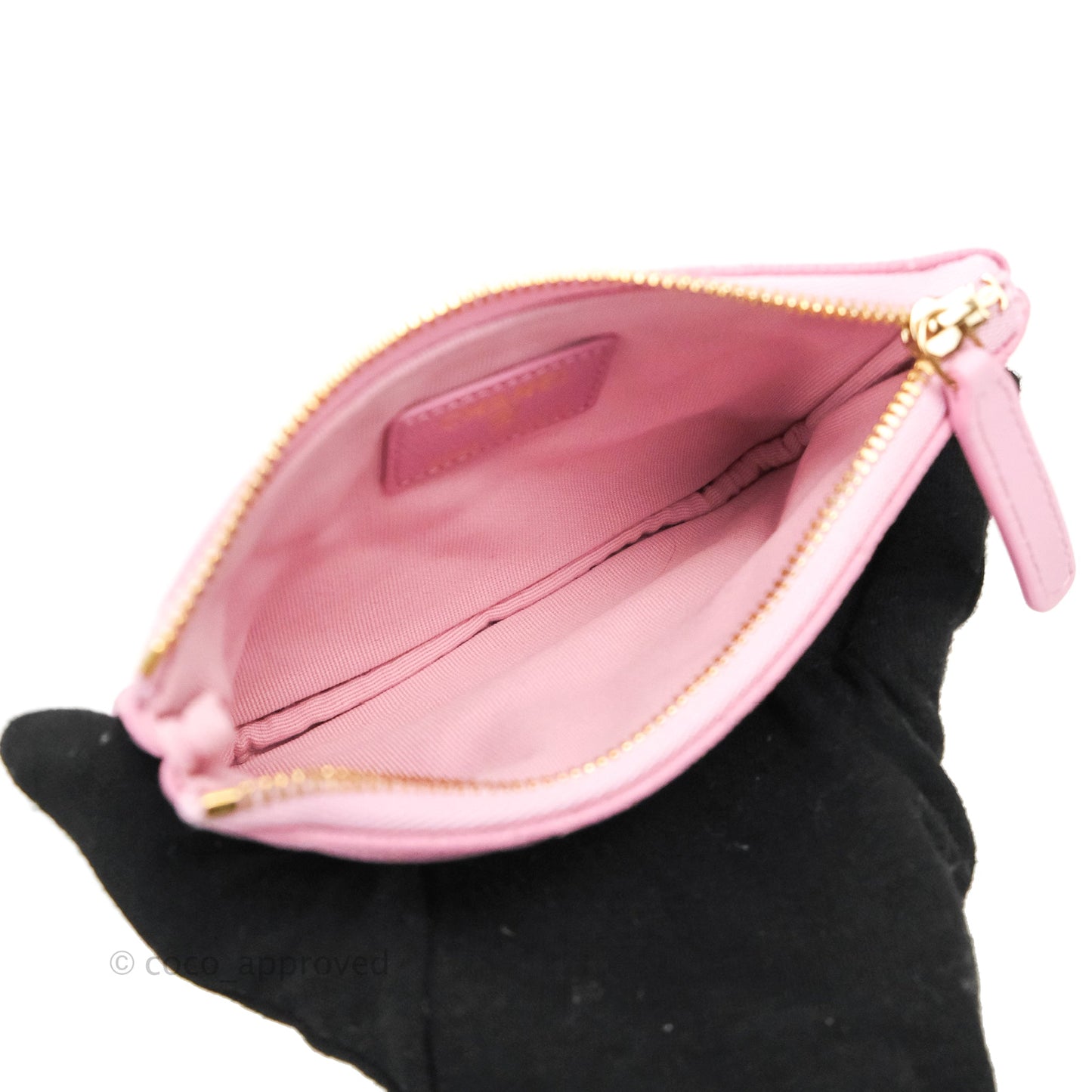 Chanel Quilted Mini O Case Light Pink Caviar Gold Hardware