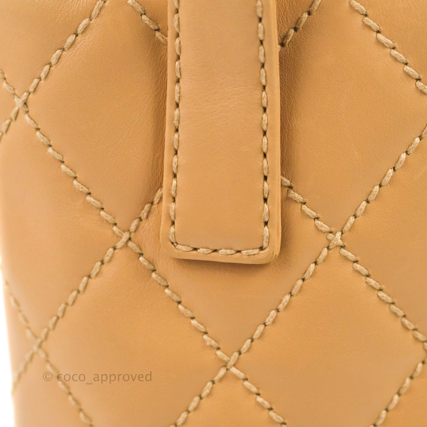 Chanel Vintage Quilted CC Tote Bag Beige Calfskin Gold Hardware