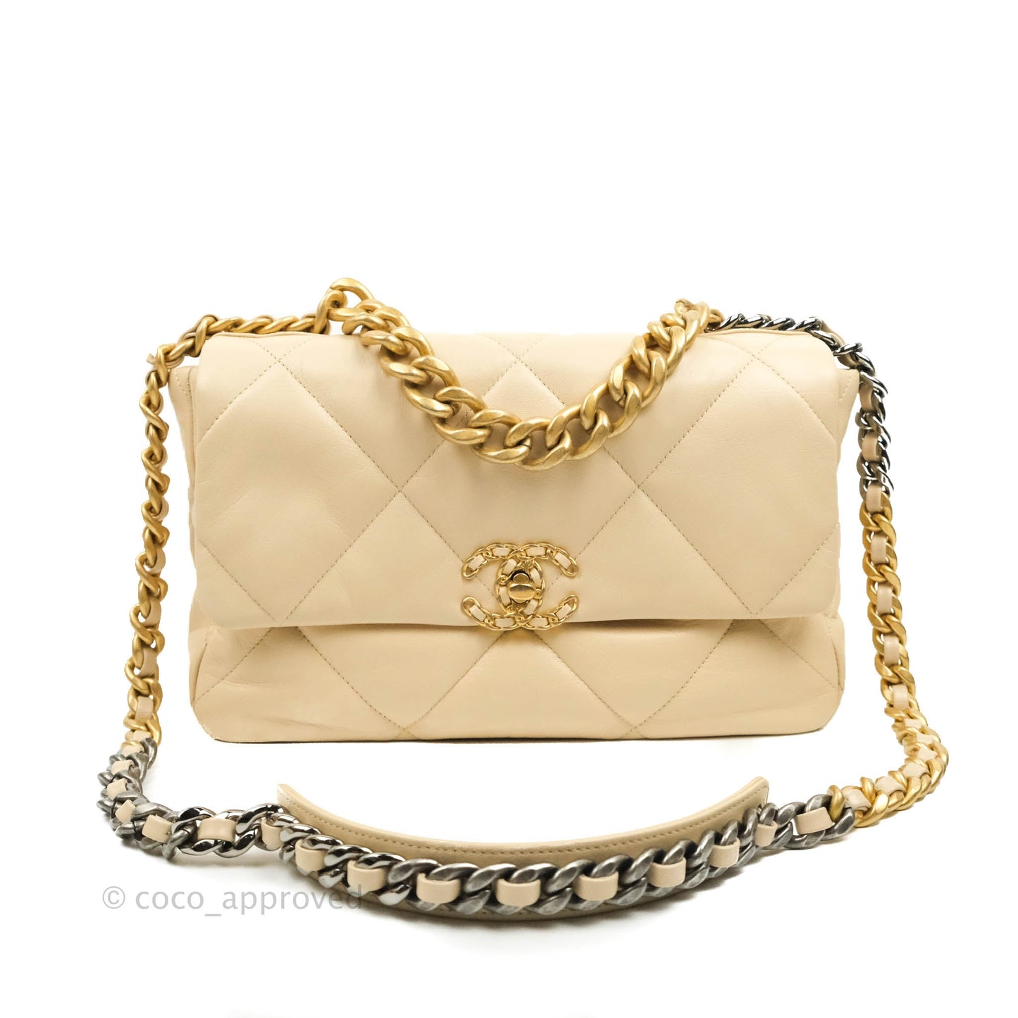 Chanel 19 Medium Beige Goatskin Mixed Hardware 20A
