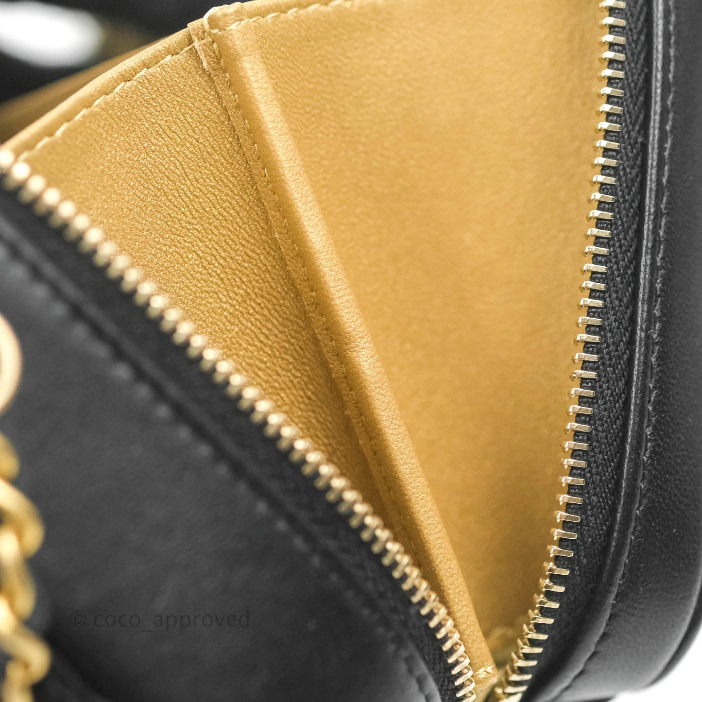 Chanel Mini Pearl Crush Quilted Camera Case Black Lambskin Aged Gold Hardware