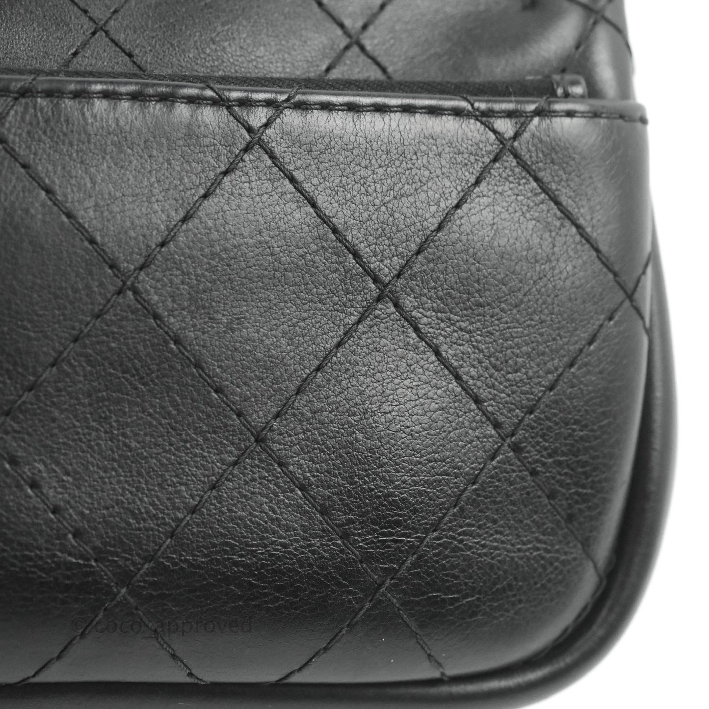 Chanel Flat Quilted Small Messenger Bag Black Calfskin Ruthenium Hardware