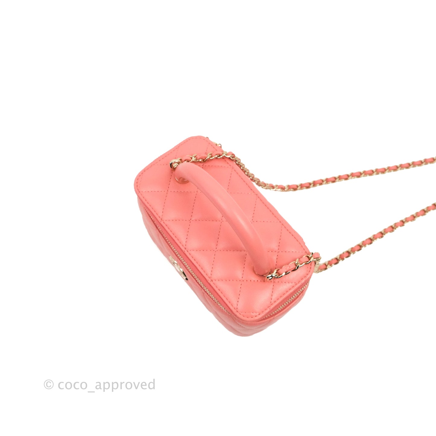 Chanel Vanity Rectangular Top Handle Pink Lambskin Gold Hardware