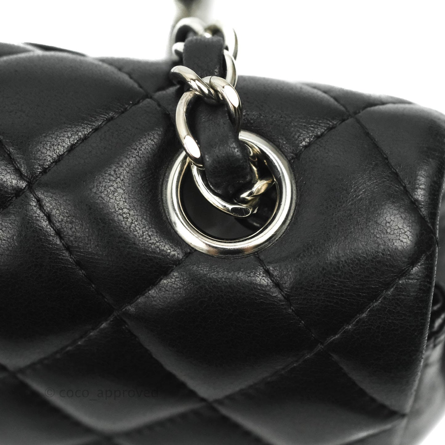 Chanel Quilted East West Flap Bag Black Lambskin Silver Hardware