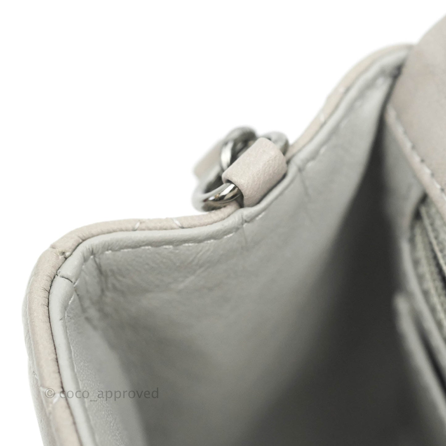 Chanel Quilted Mini Rectangular Flap Grey Lambskin Dark Silver Hardware