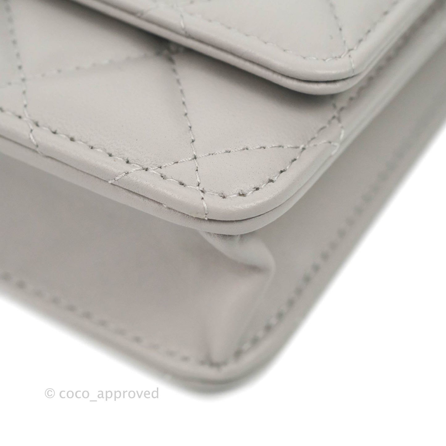 Chanel Quilted Pearl Crush Wallet on Chain WOC Grey Lambskin Aged Gold Hardware